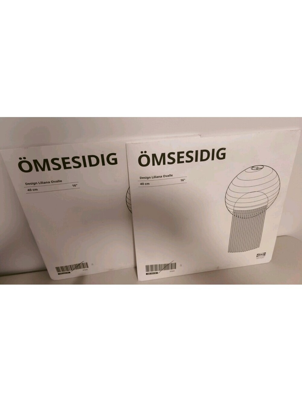 LOT (X2) IKEA OMSESIDIG Pendant Lamp Shade White/pink 16" New Open 505.454.90